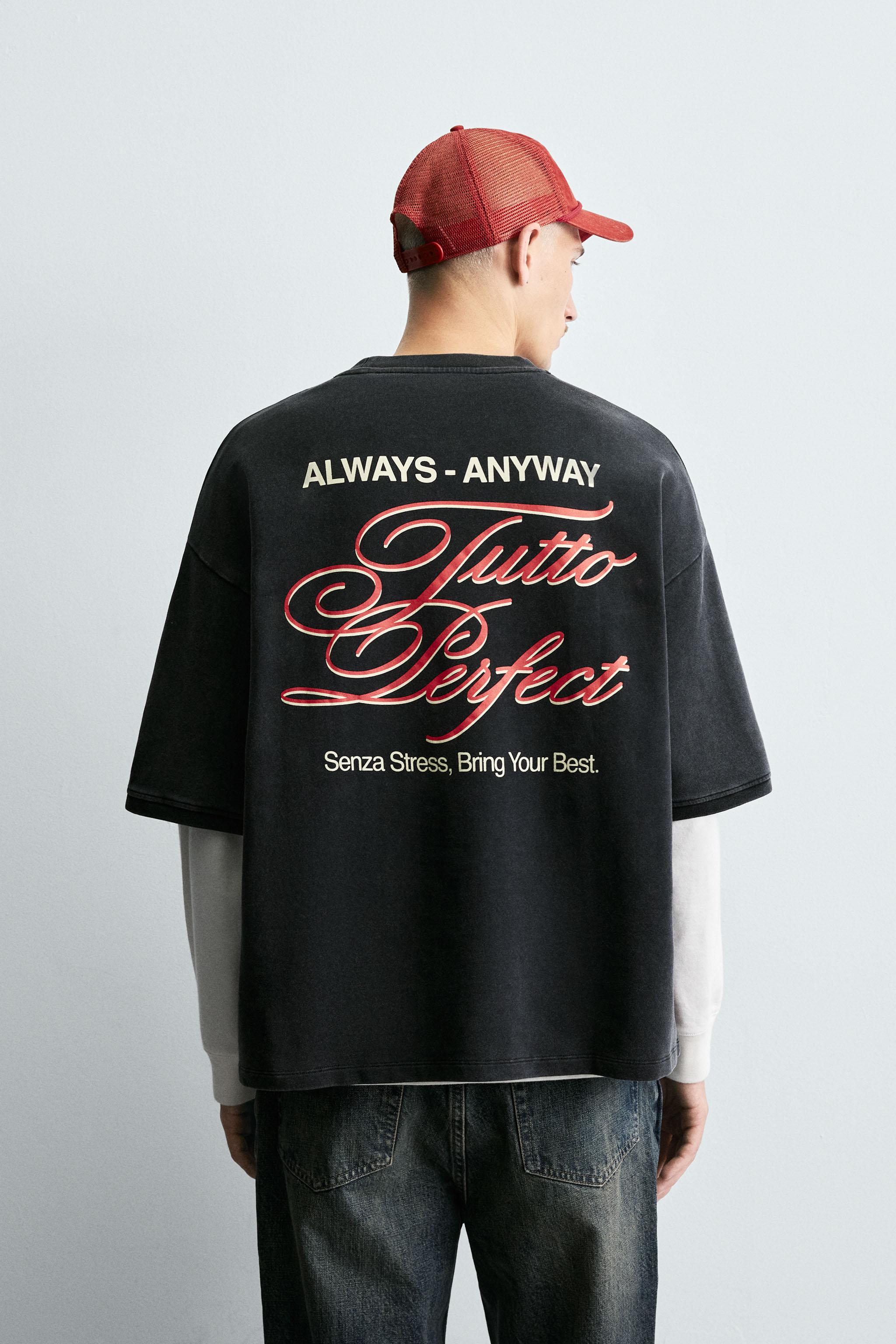 WASHED PRINTED TEXT SWEATSHIRT